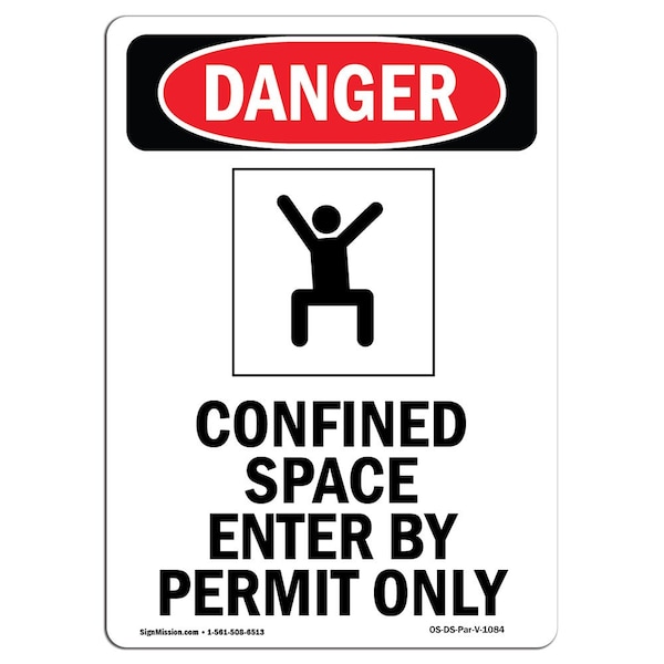 OSHA, Confined Space Enter, 5in X 3.5in, 10PK, 3.5" W, 5" H, Portrait, PK10, OS-DS-D-35-V-1084-10PK